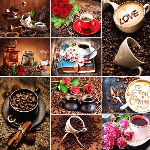 Kexinzu DIY Diamond Painting Coffee Handicraft 5d Diamond Embroidery Moasic House Needlework Home Decor Christmas Gift