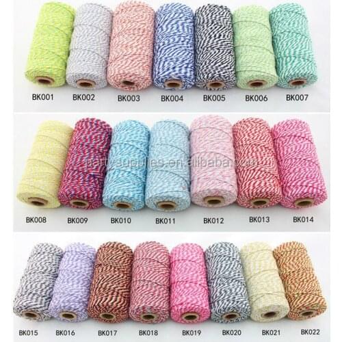 Free Shipping 15pcs Colored Bakers Twine 25 Colors to Choose From - 100 Yard Rolls Double Color Cotton Bakers twine