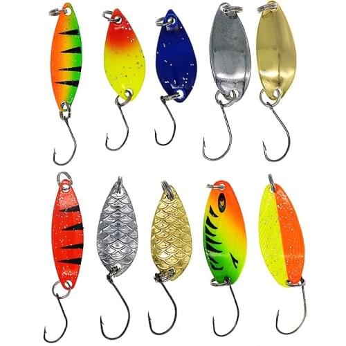 10pcs/Lot Metal Spoon Lures Spinners Lure Sequin Artificial Fishing Hard Bait Fishing Hooks Tackle Accessories