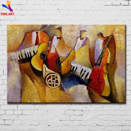 Music Picture Large Hand painted Modern Abstract Oil Painting on Canvas for Living Room Wall Art Home Decoration Gift SL094