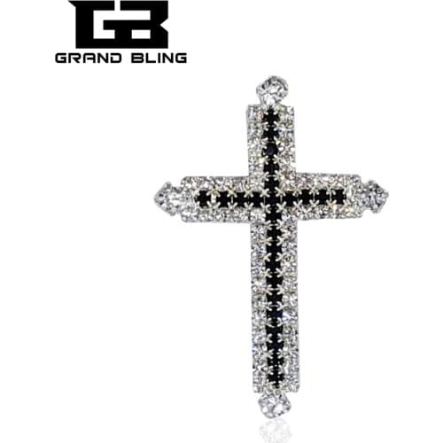 Fashion Silver Plated Rhinestone Cross Brooch Pin Hand-made Lapel Pin Jewelry Gift