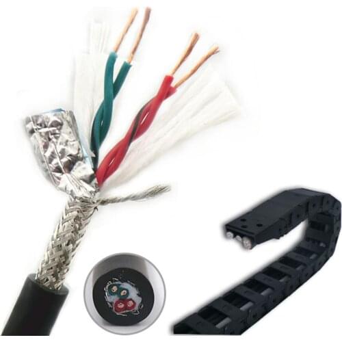 Twisted Pair Shielded Towline Wire 4 core 0.2, 0.3, 0.5 mm² with Ultra High Flexibility TRVVSP Drag Chain Cable 1m 24,22,20 AWG