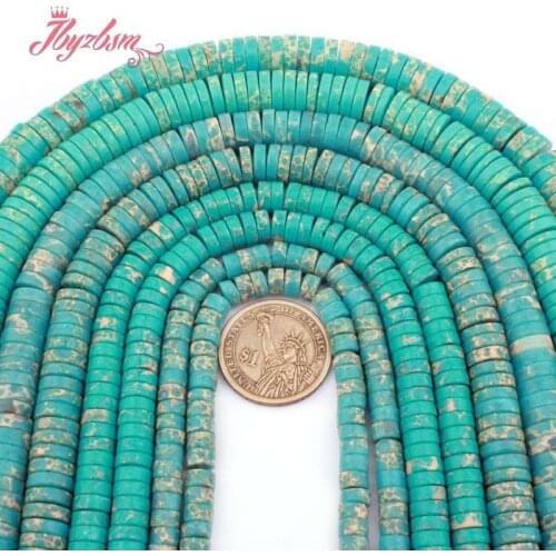 Heishi Blue Sea Sediment Imperial Jaspers Stone Spacer Beads for Women Men DIY Accessorie Necklace Bracelet Jewelry Making 15"