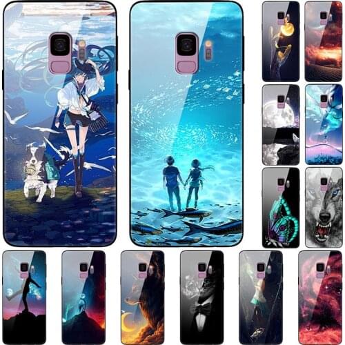 Case For Samsung Galaxy S9 Black Silicone Bumper With Tempered Glass Back Phone Cover