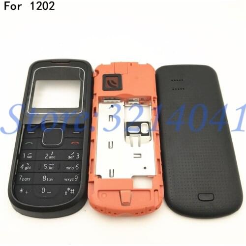 For Nokia 1202 New Full Housing Case Cover Front Frame With Key Board Display Glass+Middle Frame+Back Cover With Logo