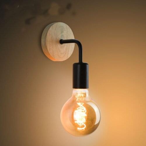 Wood Wall Lamp Vintage Sconce Wall Lights Fixture E27 110V 220V Bedside Retro Lamp Industrial Decor Dining Room Bedroom Light