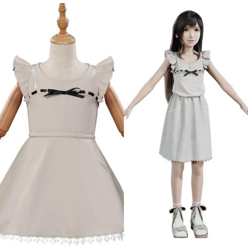 Kids Final Fantasy VII FF7 Remake Tifa Lockhart Cosplay Costume Dress Halloween Carnival Suit