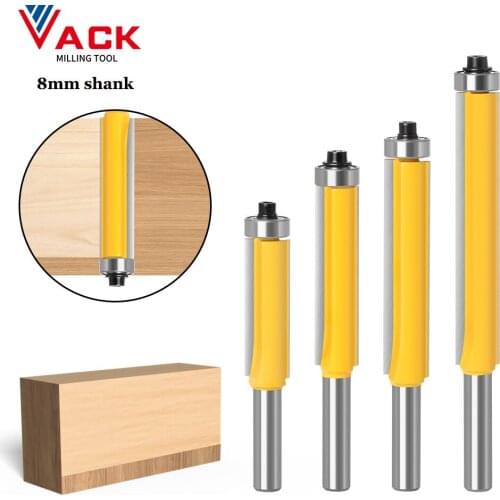8mm Shank 2" Wookworking Flush Trim Router Bit With Bearing 50/63/76mm Wood Template Pattern Bit Tungsten Carbide Milling Cutter