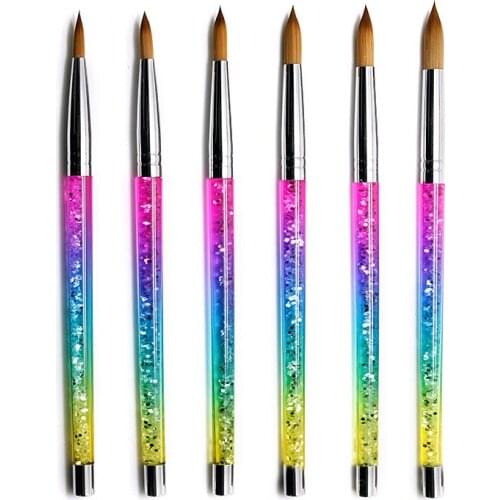 1PC Crystal Acrylic Nail Art Brush Stripe Flower Painting Carving Drawing Pen Nails Art Pen UV Gel Builder Tools No 6/8/10/12/16