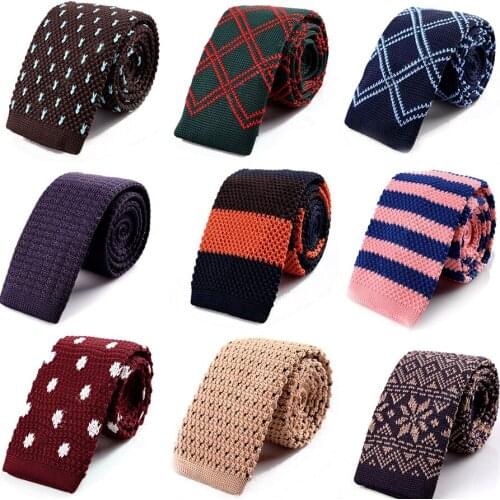 Ricnais Classic Striped knitted tie Skinny Slim Necktie Wedding gift Business Casual Mens Narrow Flat-Head Neckties Cravate