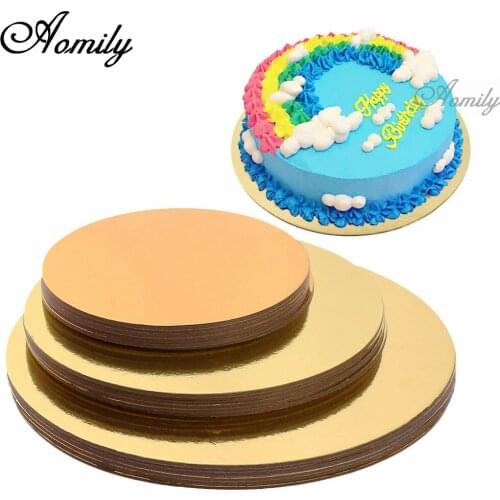 Aomily 18pcs/Set 6/8/10 inch Gold/Silvery Round Mousse Cake Boards Paper Cupcake Dessert Displays Tray Wedding Cake Pastry Kit
