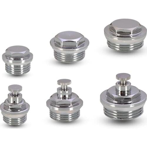 Brass 1/2" 3/4" 1" Male Thread Manual Directional Radiator Air Vent Bleed Valve And Plug Set Stop End Cap Pipe Fitting Adapter