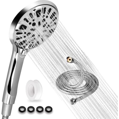 12cm High-Pressure Shower Head with Hose Set Water Saving 9 Spray Modes Setting Universal Adjustable Shower Head for Massage Spa