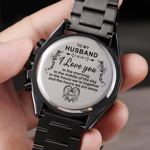 MY Man My Husband I Love You Design Mens Watch Natural Hours Husband Boyfriend Dress Clock Male Christmas presents