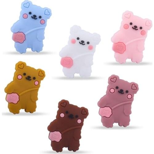 Cartoon Animal Bear Silicone Beads Baby Teether Molar Soother Newborn Infant Nursing Teething Chewing Toy