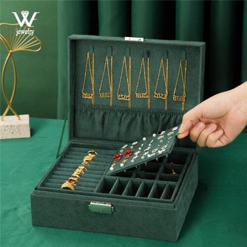 WE New High Capacity Flannel Jewelry Box Travel Jewelry Organizer Multifunction Necklace Earring Ring Storage Box Women Gifts