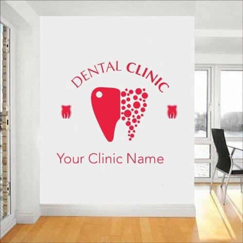 Dentist Smile Wall Art Stickers Removable Personalized Clinic Name Wall Decal Dental Care Decals Custom Mural Wallpaper Z741