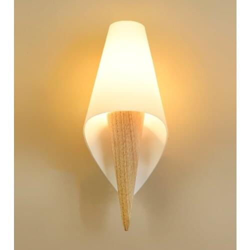 Nordic modern minimalist creative wooden art wall lamp LED bedroom hotel villa living room corridor decorative wall lamp