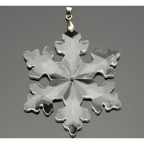 New Arrival ! 10 pcs/lot 89mm Snowflake Crystal Pendant + Hook Glass Chandelier Prism Hanging Drop For Strand Garland