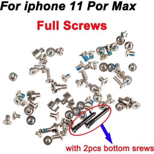 One set Brand New Full Screws Set For iPhone 11 Including 2pcs Back Cover Dock Connector Bottom Screws For iphone 11 pro max