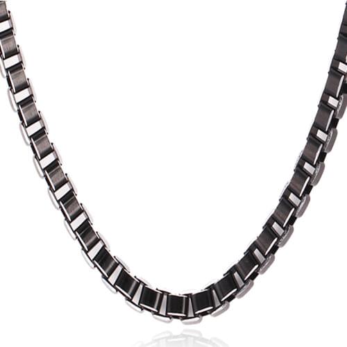 Collare Men Chain Black Necklace 55CM 6MM Box Link Chain Necklaces Wholesale Men Jewelry N514