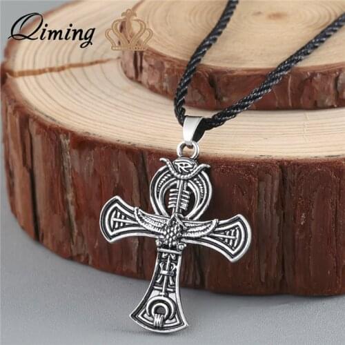 QIMING VAnkh Necklace Egyptian Cross Life fashion pendant Ankh fashion Necklace Women Charm Pendant Power of Life Viking jewelry