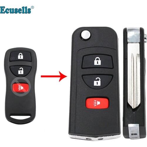 3 buttons modified flip keyless fob key blank remote key shell for Nissan Armada Frontier Murano Pathfinder Quest Titan Xterra