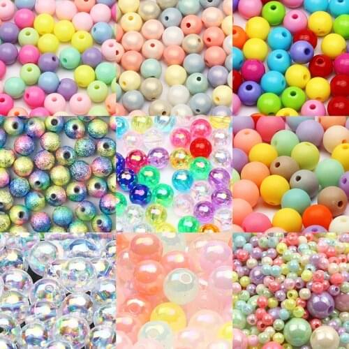 6/8/10/12mm Acrylic Round Beads Loose Spacer Mixed Color Ball For DIY Bracelets Necklaces Handmade Jewelry Making Accessories