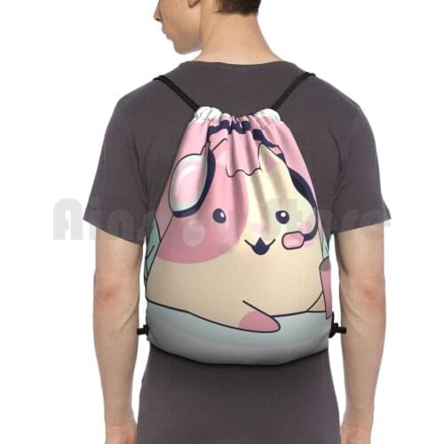 Pink Cute Cat Backpack Drawstring Bag Riding Climbing Gym Bag Cute Cat Pink Lovely Music Headphone