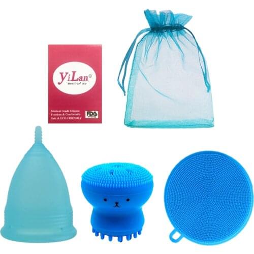 1 Set medical silicone menstrual cups ladies cups feminine hygiene reusable menstrual collectors facial brushes & womens health