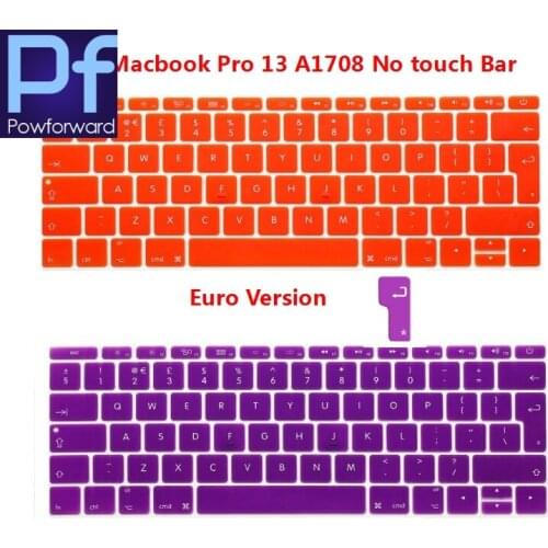 European EU/UK EURO English Silicone Keyboard cover Film for Macbook Pro 13 with Touch Bar(2016.10 release Model:A1706)