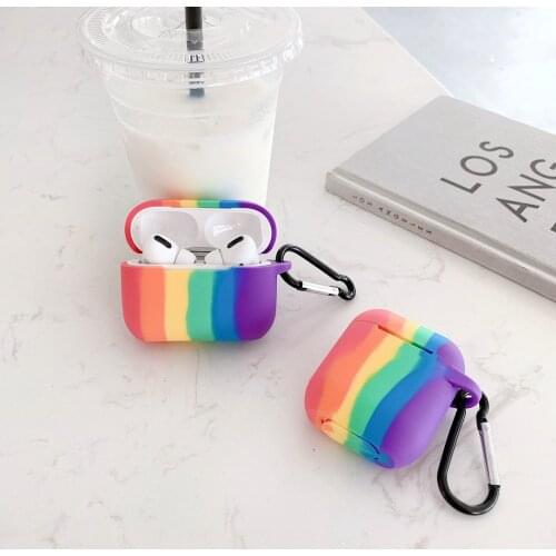 Fundas for AirPods 2 Case AirPods / AirPods Pro Rainbow Pattern Silicone Earphone Cover cases for Air Pods 1/2/3 Headphone Case