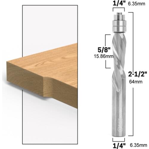 1/4 shank Downcut Flush Trim Solid Carbide Spiral Router Bit use for soft hard woodworking plastics non-ferrous metals