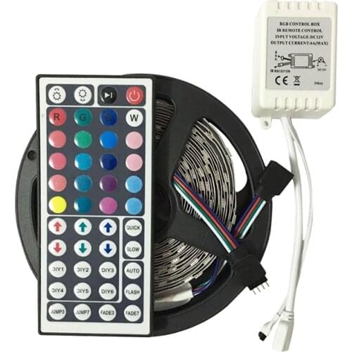 RGB LED Strip Light 5050 5M 30Leds/m led Tape No waterproof DC12V RGB 5050 LED Strip with 44Key Remote Controller