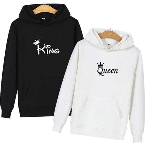 Women Men Sweatshirt Lovers Couples Hoodies Korean Style Casual Couple Wear Pullover Gift King and Queen Matching Couple Hoodies