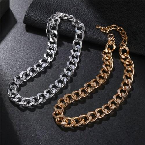 Trend Men Neck Chain Gold Silver Color Punk Round Thick Choker Chains Gothic Man Necklace Accessories Mens Necklaces Jewelry