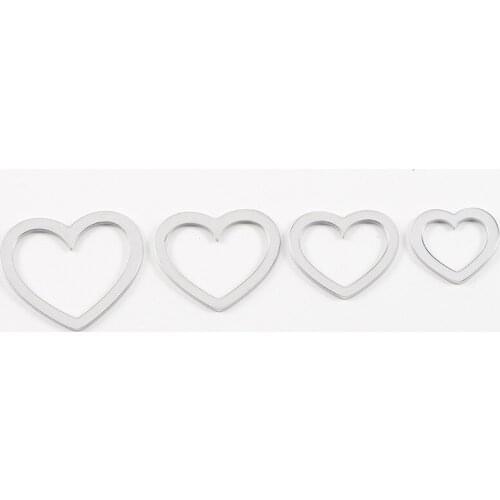 20pcs/Lot Mirror Polished Stainless Steel Hollow Heart Shaped Charms Connector for DIY Making Necklace Bracelet Accessories