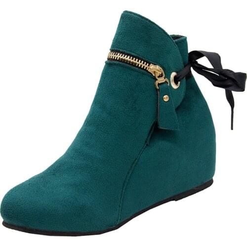 Boots Women Ankle Boots For Women Wedges Winter Shoes Women Zipper Casual Boots Size 35-43 Botas Mujer