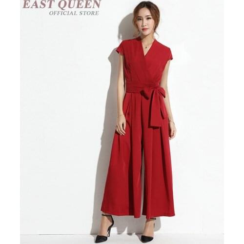 Solid Color Simple Jumpsuit 2019 Summer Overalls Playsuits Lace Up Wide Leg Pants Loose Elegant Jumpsuits For Women 2019 DD2317