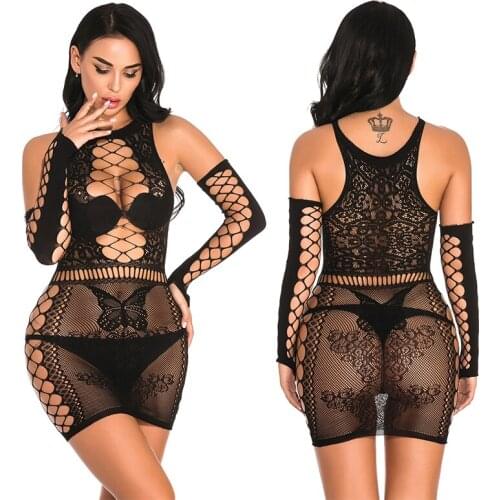 Hot Sexy Lingerie Dress Sexy Lace Erotic Apparel One Size Without G-string Chemise with Short Sleeve Spart Lace Exotic DRESS
