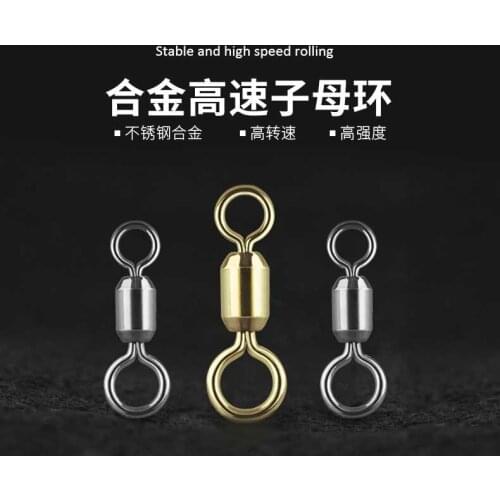 Gold color Fishing Barrel Bearing Rolling Swivel Solid Ring LB Lures Connector 19KG drag