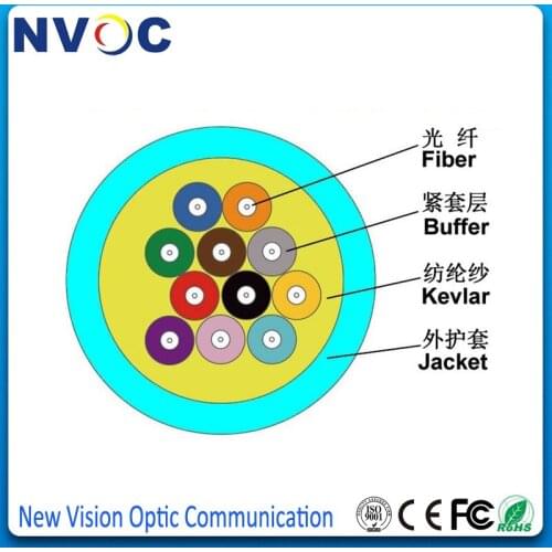 12Core Multi Mode,50/125,OM3-150,LSZH Jacket,MM GJPFJY Distribution Indoor Fiber Optical Cable