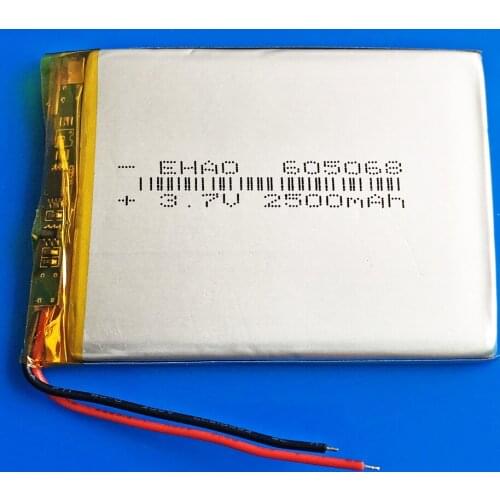 3.7V 2500mAh polymer lithium Li-po rechargeable battery 605068 for GPS DVD PAD power bank e-book camera tablet PC laptop speaker