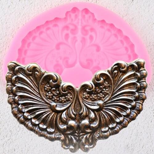 3D Craft Wings Border Silicone Mold DIY Relief Cupcake Topper Fondant Cake Decorating Tools Cookie Baking Candy Chocolate Moulds