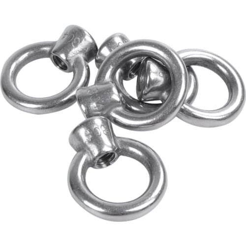 5 Pcs M6/6mm 304 Stainless Steel Lifting Eye Bolt Nut Silver