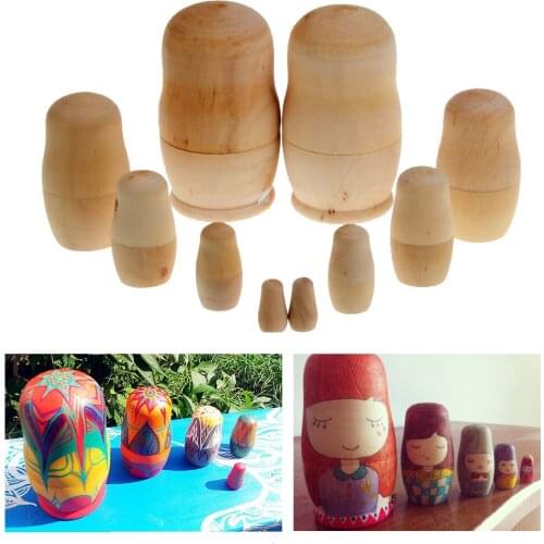 5x Unpainted DIY Blank Wooden Embryos Russian Nesting Dolls Matryoshka Toy Gift Dropshipping