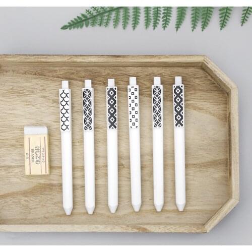 6 pcs Chinese feature gel pen for writing signature Original pattern 0.5mm Black color pens Stationery School supplies A6043