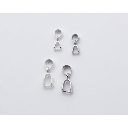 Free shipping 10PCS SizeS/M/L 925 Sterling Silver Findings Bail Connector Bale Pinch Clasp 925 Silver Pendant Fittings Bail