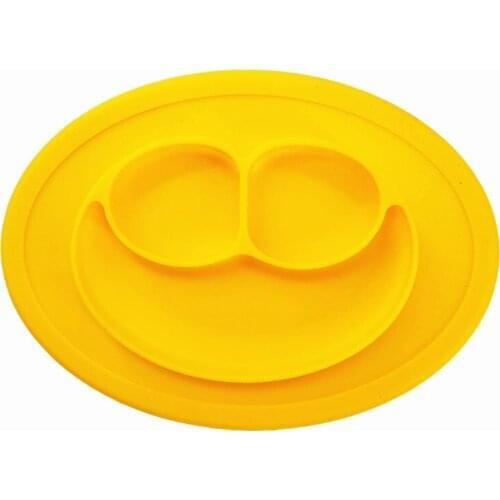 Chenkai 1pcs 8 color Silicone Baby Smile Face Dinner Plate Infant Tableware Waterproof Food Feeding Bowl Shatter-Resistant Plate