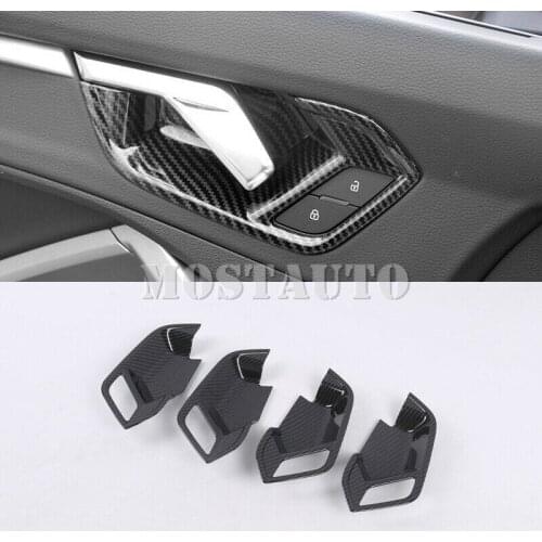 For Audi Q3 (F3) 2019-2020 ABS Carbon Fiber Interior Inner Car Door Handle Bowl Cover 4pcs Car Accessories Interior Car Decor